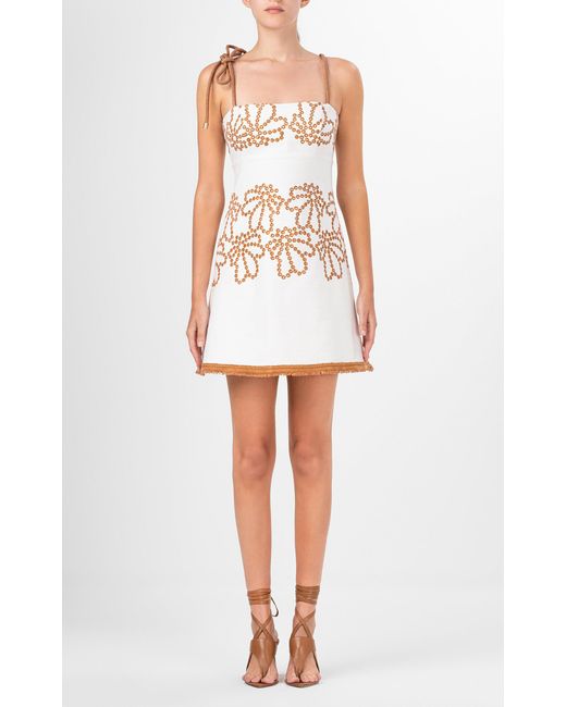 Silvia Tcherassi White Balerina Fringed Cotton-blend Mini Dress