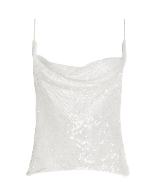 LAPOINTE White Sequined Satin Camisole Top
