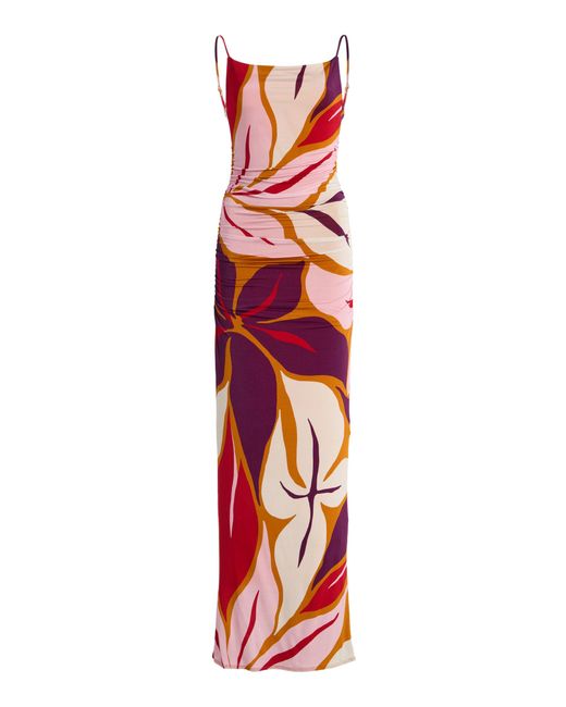 Cala De La Cruz Red Kim Printed Maxi Dress