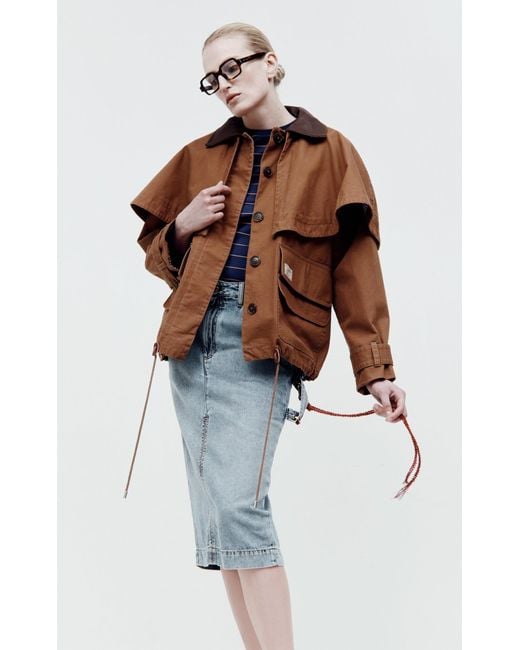Sea Brown Carolyn Cape-Detailed Cotton Workwear Jacket