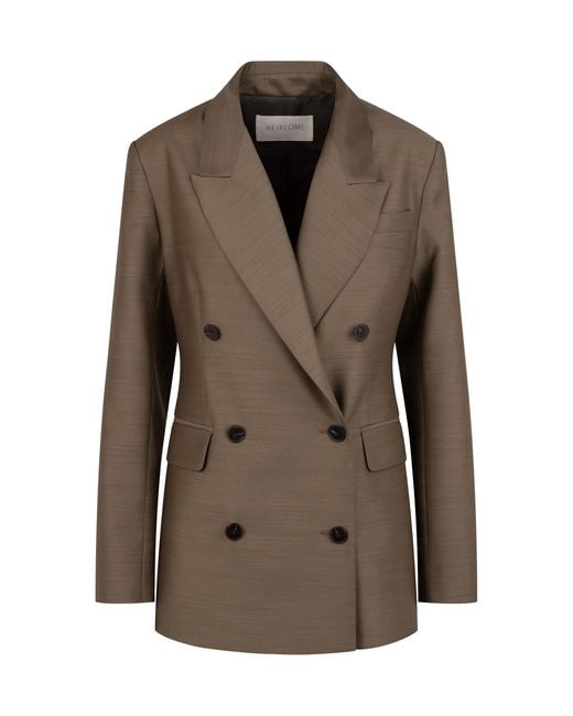 Heirlome Brown Estelle Oversized Wool-Silk Blazer