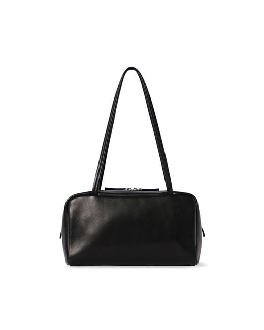 The Row Black Small Astra Leather Bowling Bag