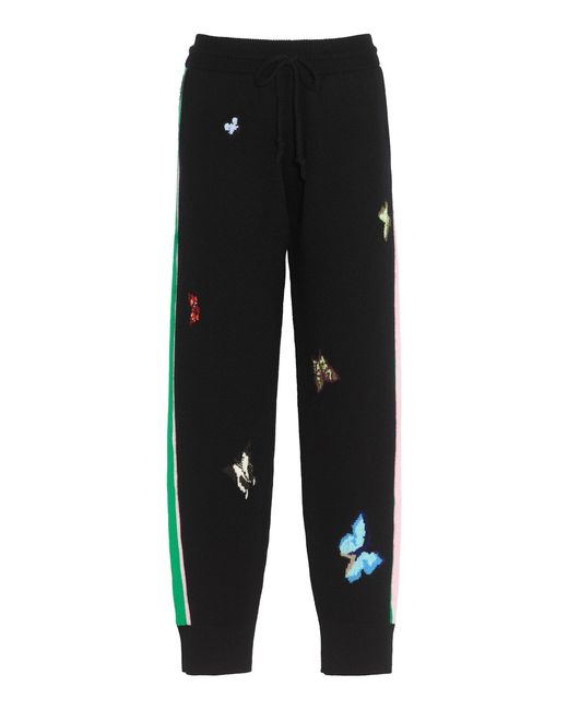Barrie Black X Damien Hirst Butterflies Cashmere Straight-Leg Pants