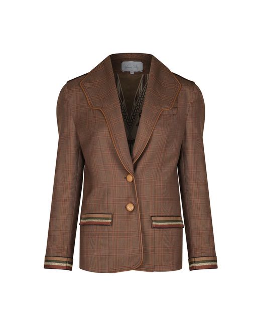 Johanna Ortiz Brown The Artful Journey Single-Breasted Wool Jacket