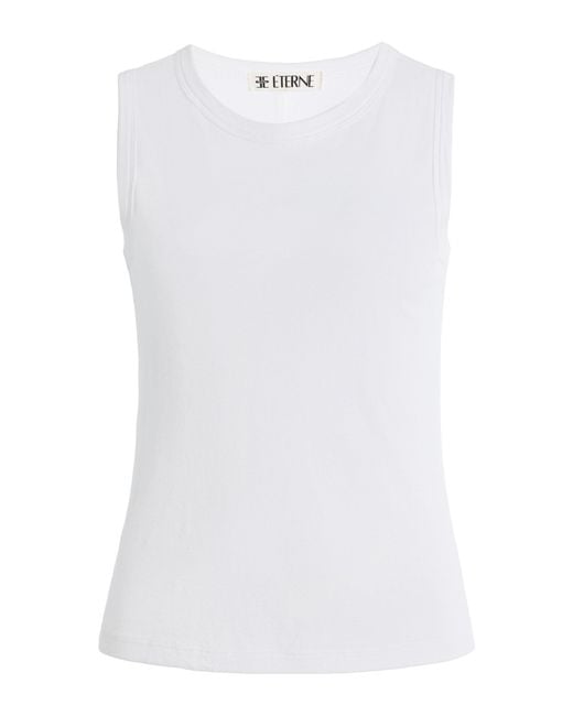 ÉTERNE White Fitted Cotton-Modal Muscle Tank Top