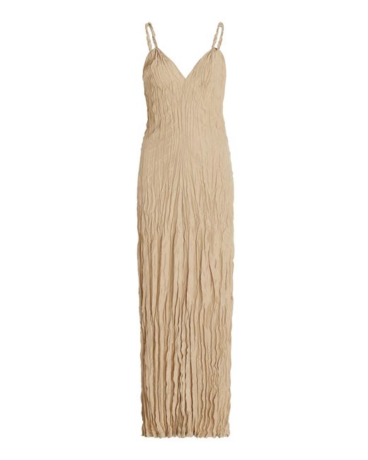 Totême  Natural Twist-strap Crinkled-silk Maxi Dress
