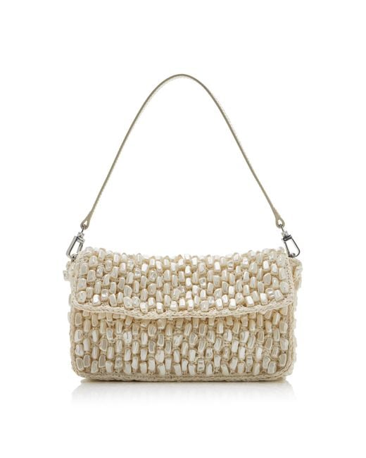 Staud White Timmy Shell-Detailed Crocheted Bag