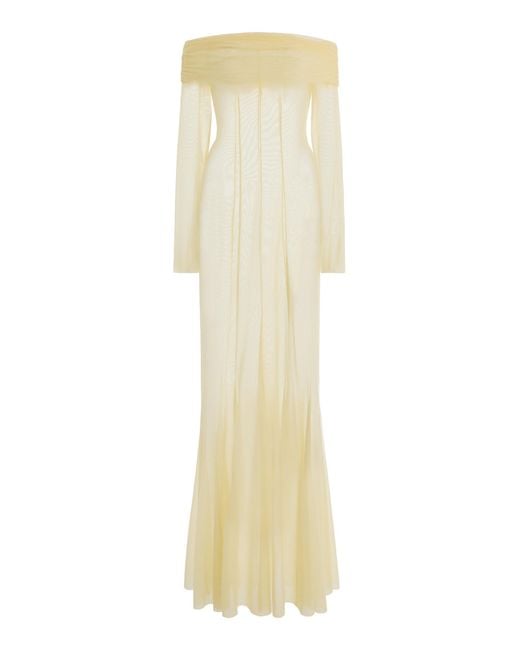 Ay Que Calor White Exclusive La Isla Paloma Off-The-Shoulder Mesh Maxi Dress