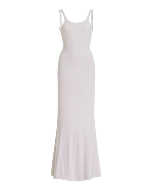 LAQUAN SMITH White Backless Jersey Gown