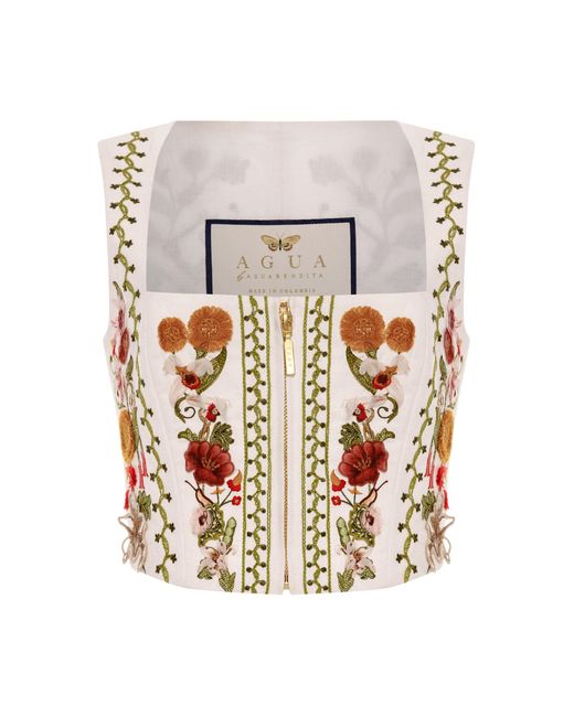 Agua Bendita White Cornalina Tristan Linen Top