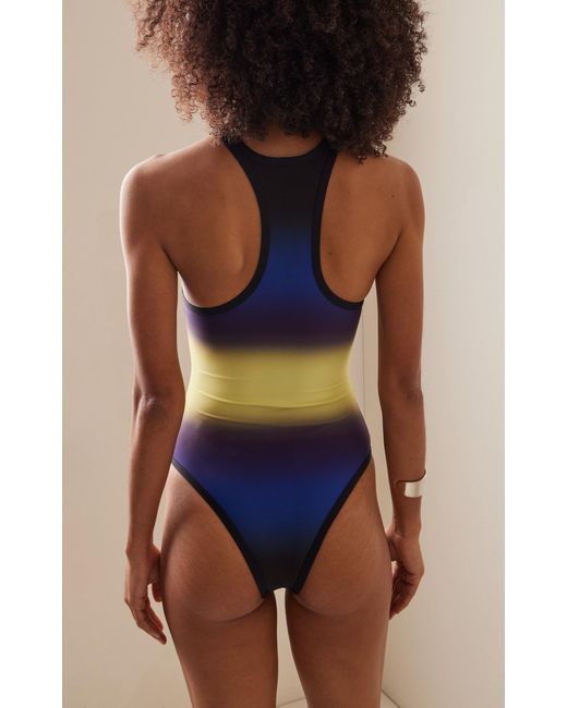 The Attico Blue Gradient-printed Racerback One-piece Swimsuit