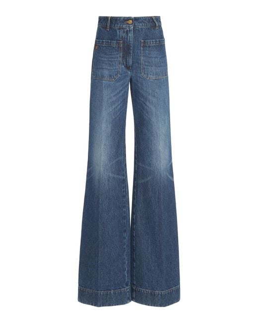Victoria Beckham Blue Alina Rigid Flared Jeans