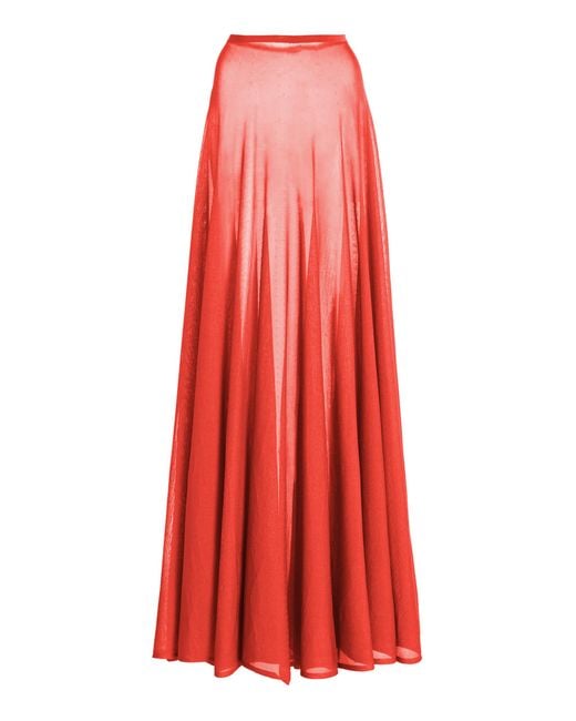Brandon Maxwell Red The Lucy Sheer Knit Maxi Skirt