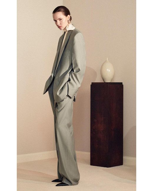 Victoria Beckham Natural Shawl Lapel Wool Blazer
