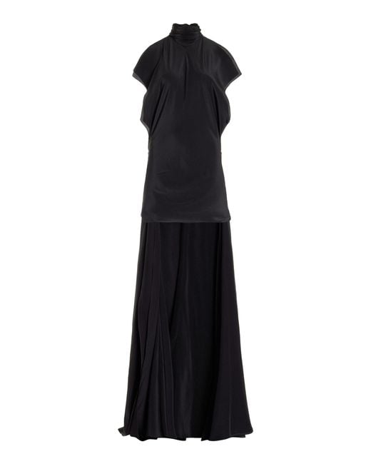 Brandon Maxwell Black The Alta Silk Mini Dress With Sashes