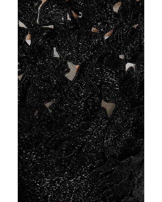 Oscar de la Renta Black Embroidered Threadwork Mini Dress