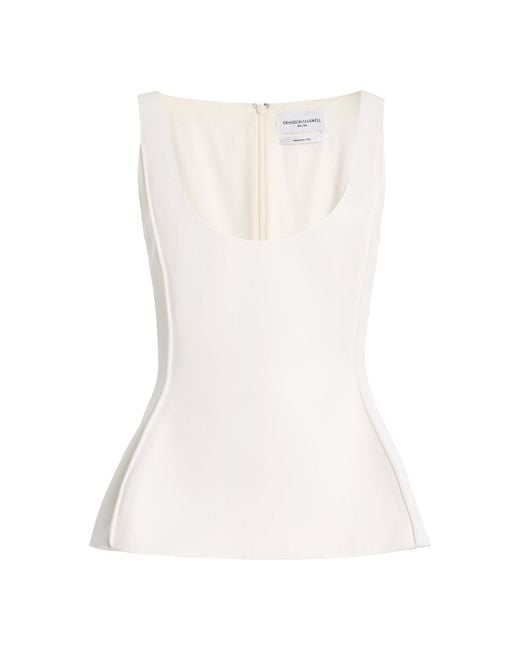 Brandon Maxwell White Briar Structured Wool Silk Tank Top
