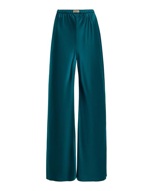 Comme Si Blue Bias Silk Straight-Leg Pants