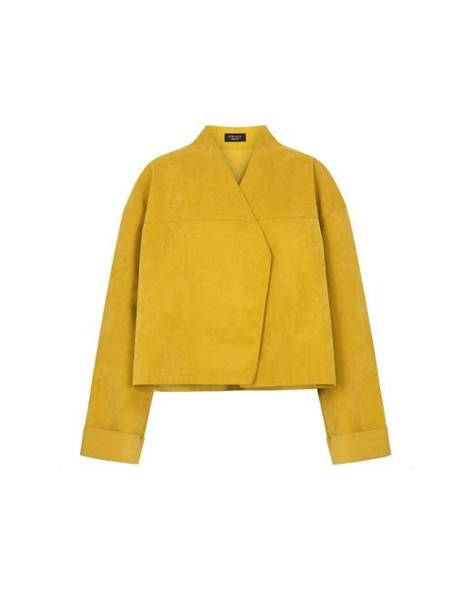 A.W.A.K.E. MODE Yellow Power Shoulder Faux Suede Jacket