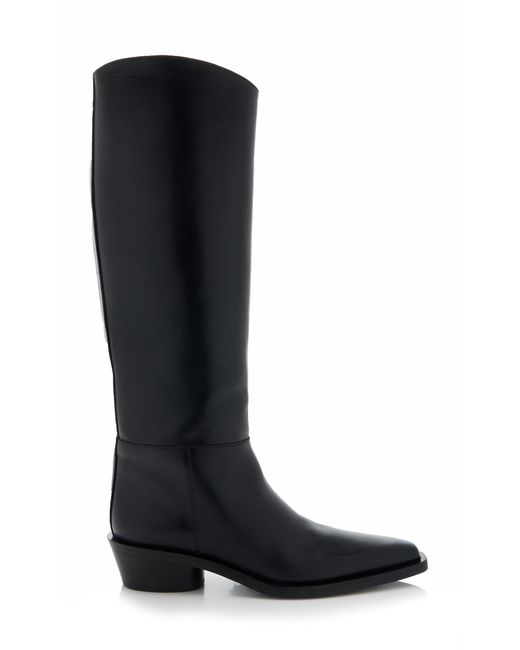 Proenza Schouler Black Bronco Leather Knee Boots