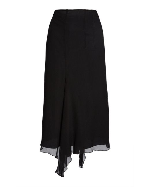 Victoria Beckham Black Corset-Waist Silk Crepe Midi Skirt