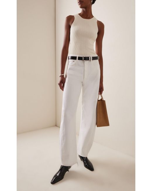 Agolde White Luna Pieced Rigid High-rise Tapered Jeans