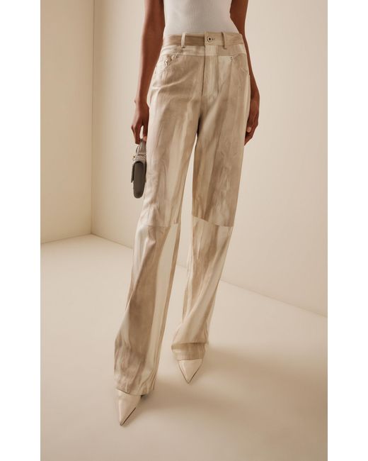 LAPOINTE Natural Marbled Leather Pants