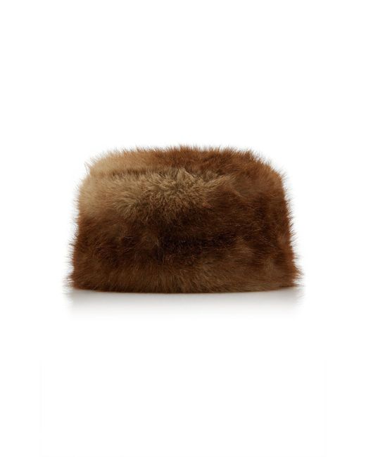 Apparis Brown Margot Pillbox Faux Fur Hat