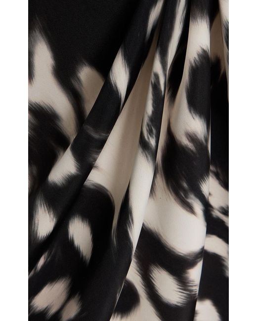 Oscar de la Renta Black Asymmetric Crepe Mini Dress