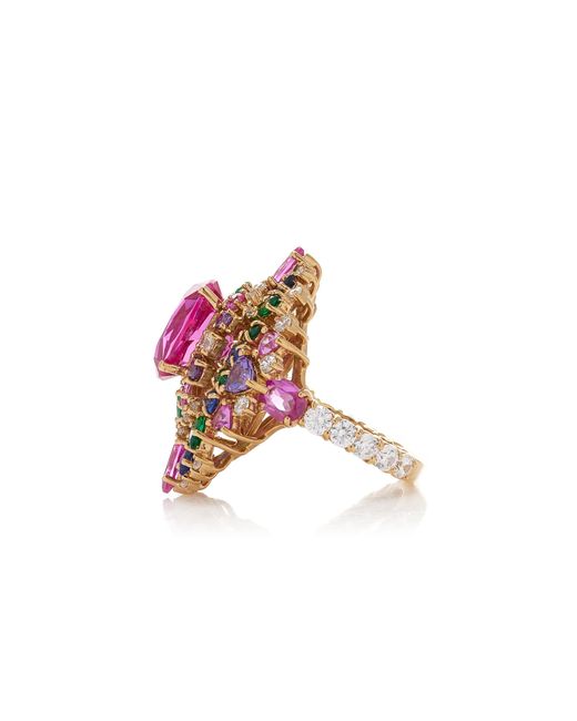 Anabela Chan Multicolor Peacock Mirage 18k Yellow Gold Vermeil Multi-gem Ring