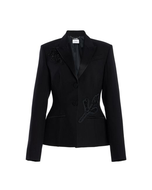 Erdem Black Embellished Wool Blazer