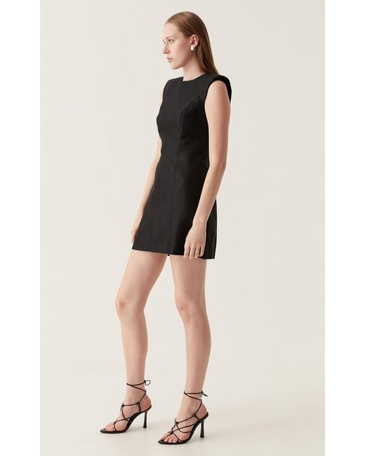 Aje. Black Cove Pendant Linen-blend Mini Dress