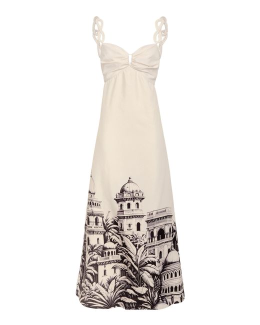 ANDRES OTALORA White Pyaar Printed Cotton Poplin Maxi Dress