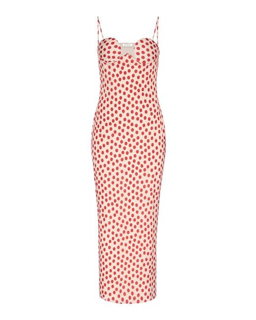 Alaïa Red Polka-Dot Jersey Midi Dress