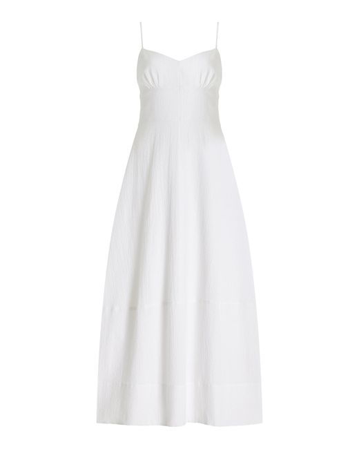 Bondi Born White Hastings Organic Cotton Midi Dress