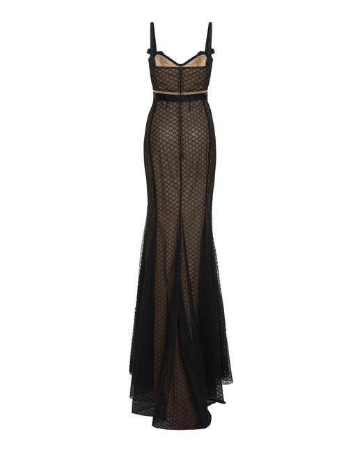 Giambattista Valli Black Bow-bust Lace Maxi Dress