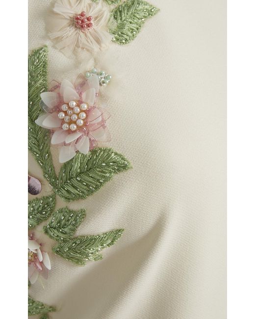 Elie Saab White Embroidered Cady Halter Maxi Dress
