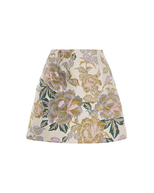Carolina Herrera White Floral-Jacquard Mini Skirt