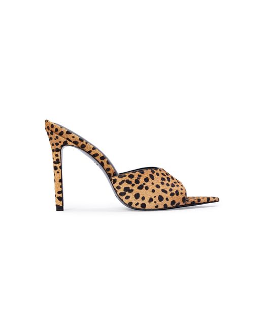 Black Suede Studio Metallic Bella Cheetah Pony Hair Mules