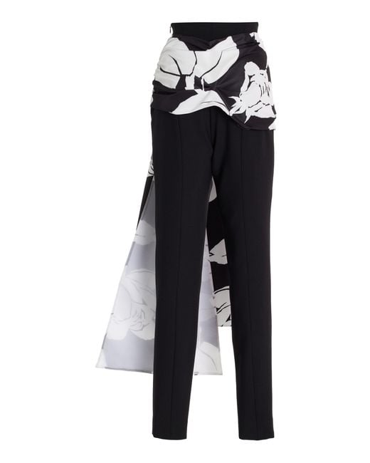 Carolina Herrera White Sash-Detailed High-Rise Wool Suiting Skinny Pants