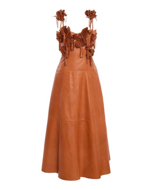 Ulla Johnson Brown Sabrina Leather Midi Dress