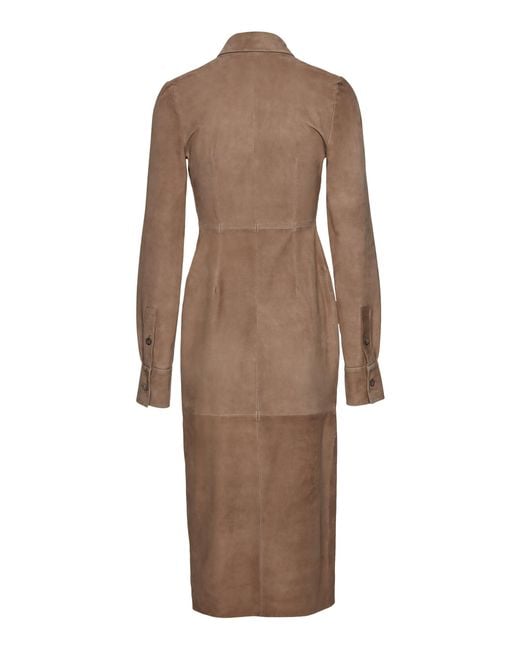 Magda Butrym Brown Button-down Leather Midi Dress