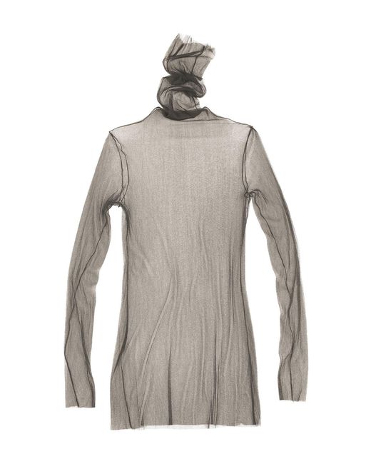 Cortana Gray Cisne Sheer Silk-Blend Top