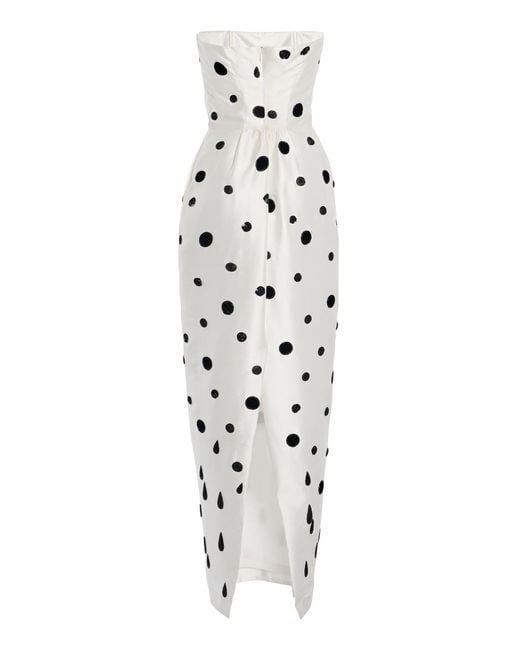 BERNADETTE White Lenette Embroidered Satin Maxi Dress