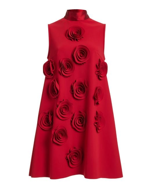 Greta Constantine Red Quince Floral-Appliquéd Mini Dress