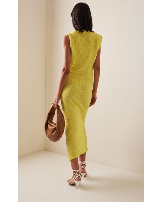 Isabel Marant Yellow Franzy Draped Jacquard Cotton-blend Midi Dress
