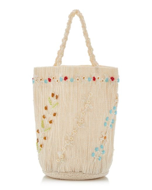 Pura Utz Natural Exclusive La Isla Floral Beaded Pouch