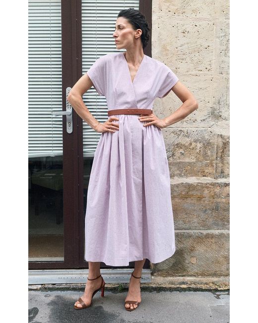 Martin Grant Purple Cotton-linen Midi Dress