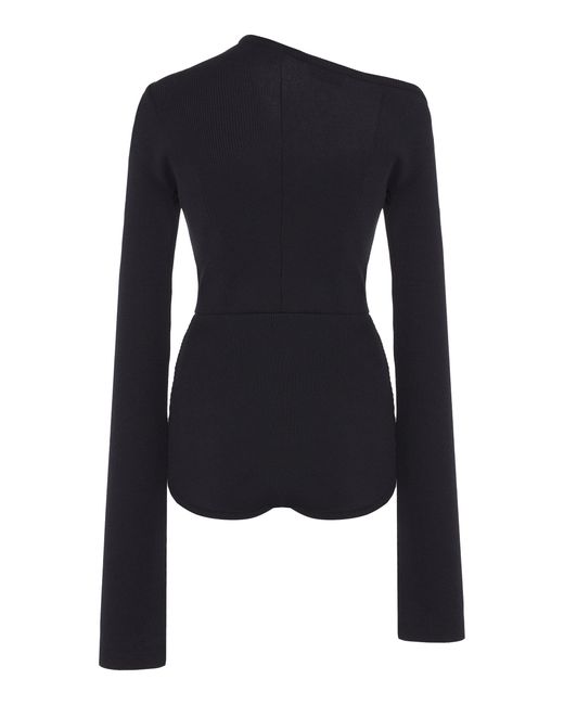 A.W.A.K.E. MODE Black Asymmetric Stretch-cotton Bodysuit