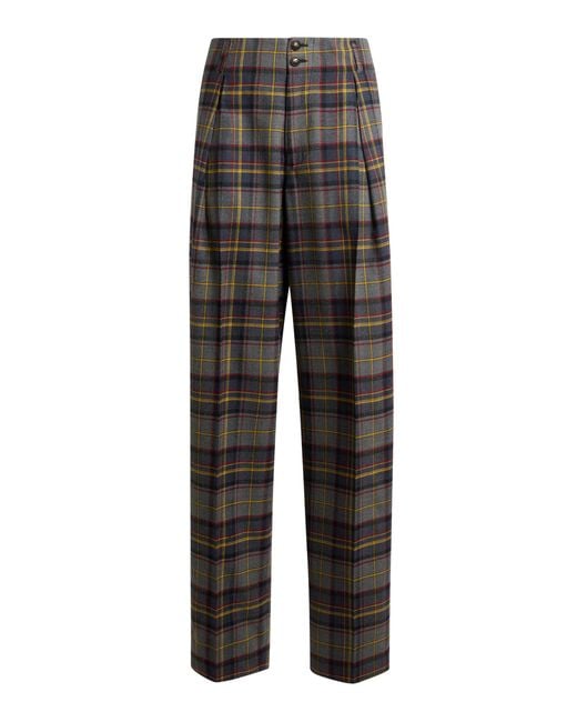 Etro Black Wool-Blend Wide-Leg Pants